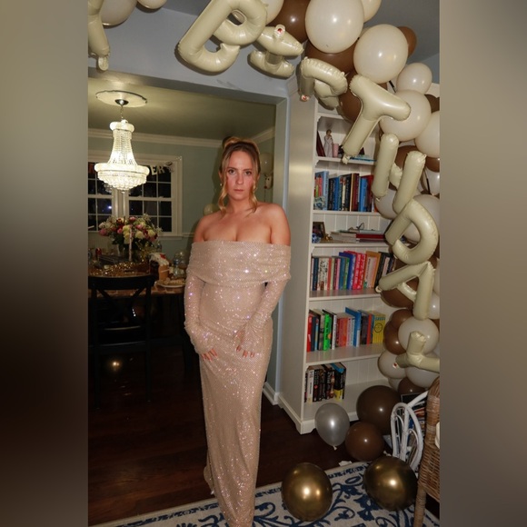 Meshki Marcel Diamante Maxi Dress Nude - Picture 6 of 12